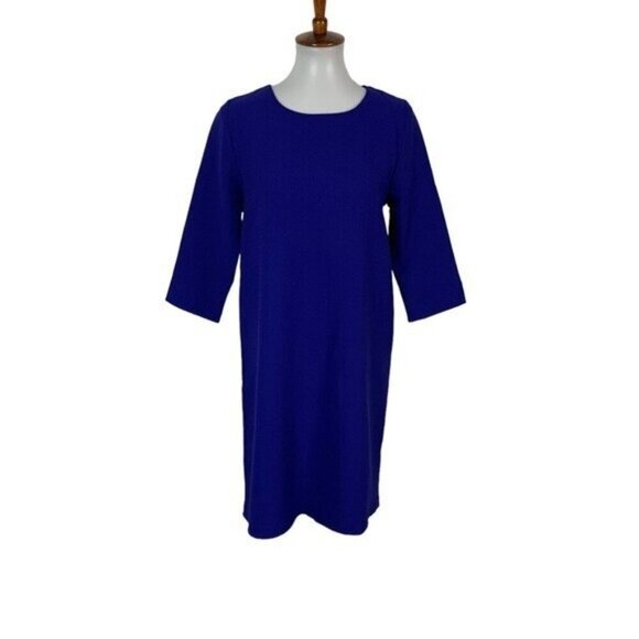 Everly Royal Blue Textured 3/4 Sleeve Shift Mini Dress Small - Picture 1 of 6